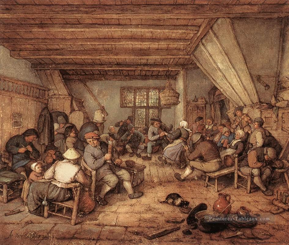 Feasting paysans dans une taverne néerlandais genre peintres Adriaen van Ostade Peintures à l'huile